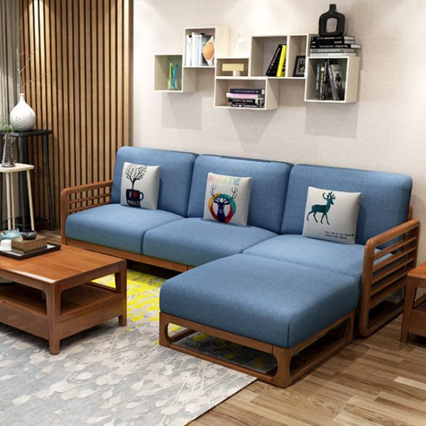 Bộ bàn ghế sofa gỗ góc L chung cư hiện đại ZG52