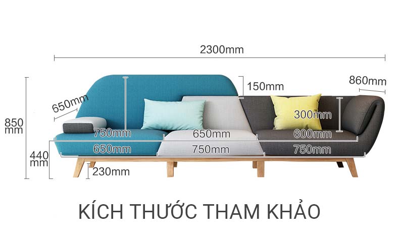 Kích thước tham khảo sofa HD30