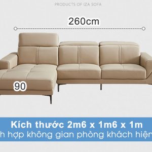 Kích thước sofa da góc chữ L HD68