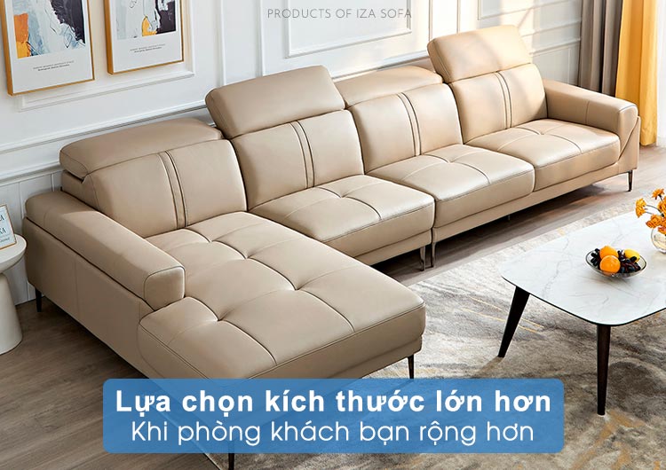 Sofa da góc chữ L dày 3m2HD68