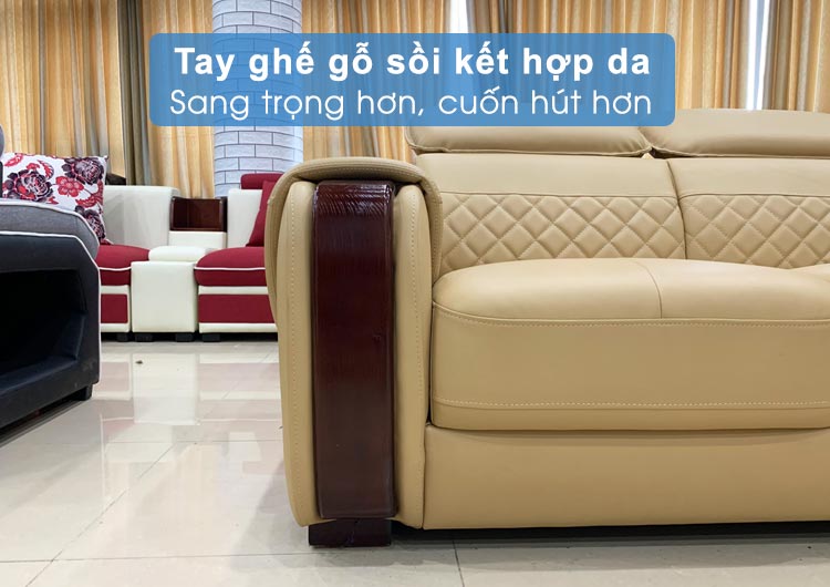 Tay sofa da chữ L cao cấp hiện đại HD223