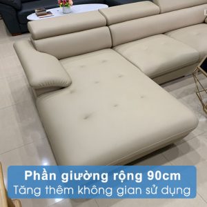 Giường sofa da góc chữ L hiện đại HD181