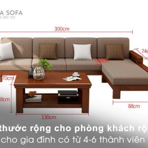 Kích thước sofa gỗ góc L ZG62