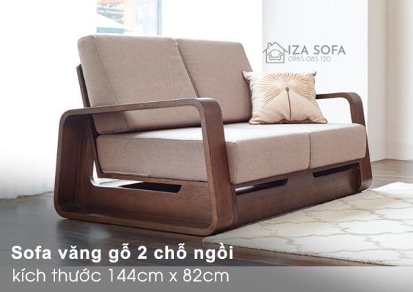 Sofa gỗ 2 chỗ màu nâu cánh gián ZG65
