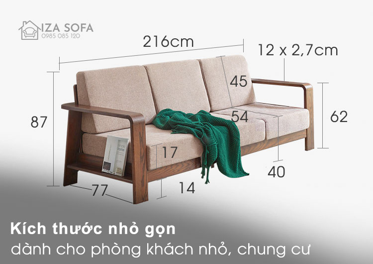 Kích thước sofa gỗ ZG36