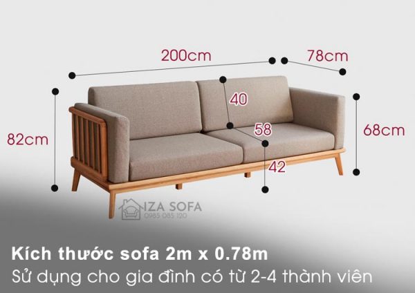Kích thước sofa văng gỗ ZG34