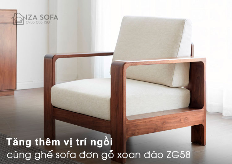 Sofa đơn bằng gỗ xoan đào ZG58