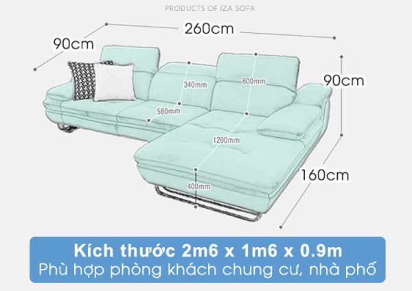 Kích thước ghế sofa da HD160