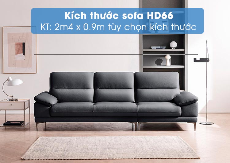 Kích thước sofa văng da 3 chỗ ngồi HD66