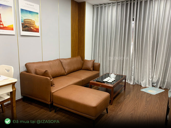 Sofa văng da màu da bò HD122 photo review