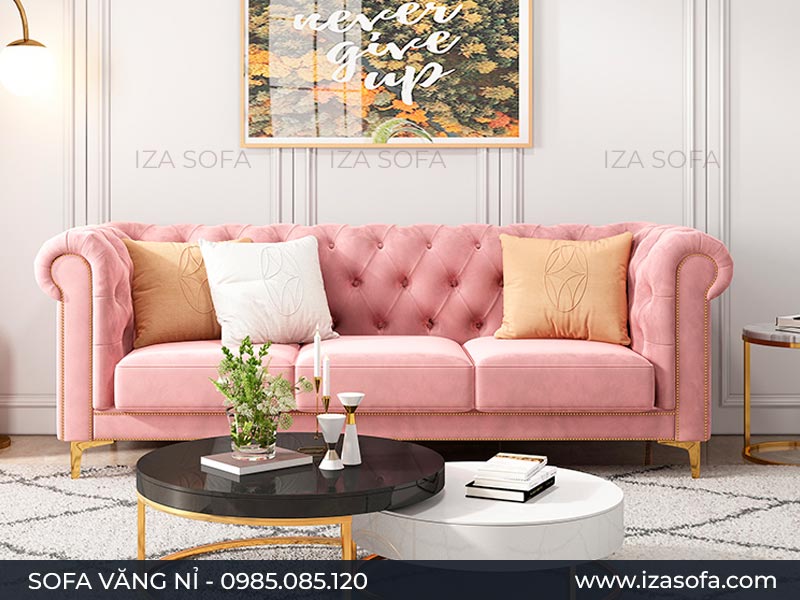 Sofa văng nỉ màu hồng