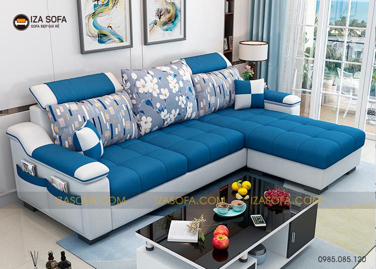 Sofa nỉ màu xanh dương