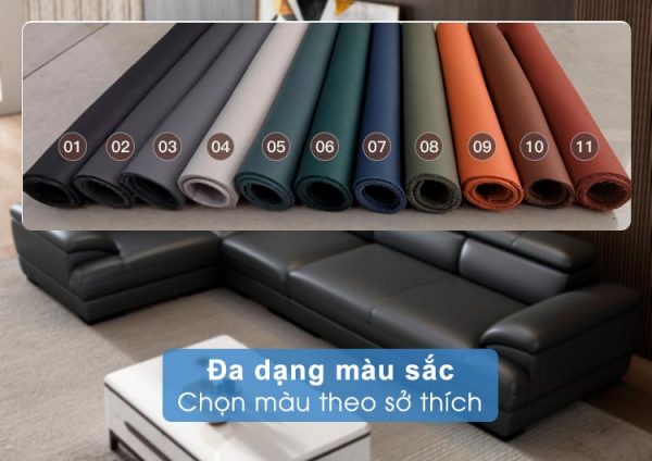 Ghế sofa chữ L bằng da chọn màu sắc