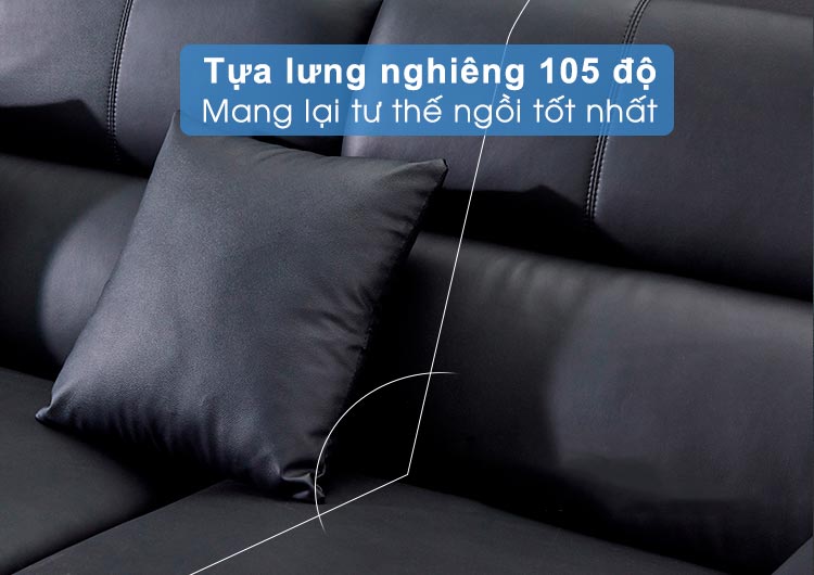 Độ nghiêng ghế sofa chữ L bằng da 