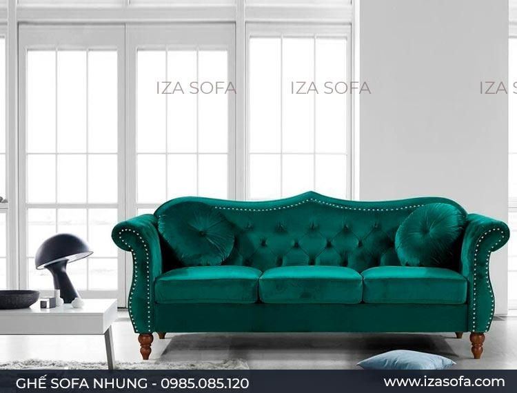 Sofa nỉ nhung màu xanh rêu