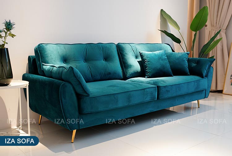 Sofa nỉ nhung xanh cổ vịt