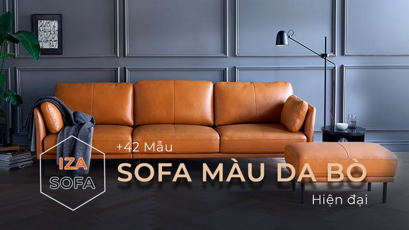 mẫu sofa văng màu da bò đẹp