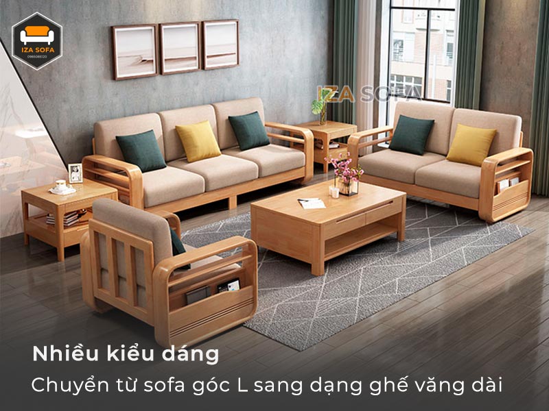 Sofa gỗ chữ U nhà ống