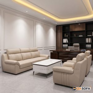 Sofa da tiếp khách công ty màu trắng GD245 3 Sofa da tiếp khách công ty màu trắng GD245