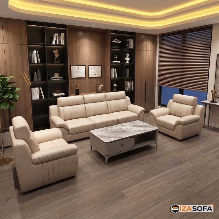 Sofa da tiếp khách công ty màu trắng GD245 8 Sofa da tiếp khách công ty màu trắng GD245