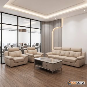 Sofa da tiếp khách công ty màu trắng GD245 2 Sofa da tiếp khách công ty màu trắng GD245