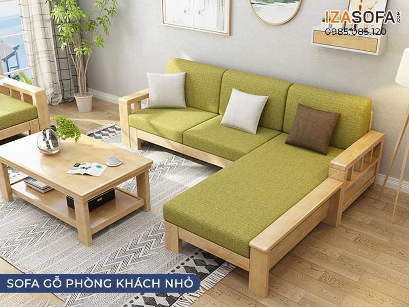 Sofa gỗ góc chữ L phòng khách nhỏ