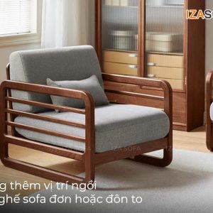 Sofa đơn gỗ sồi hiện đại