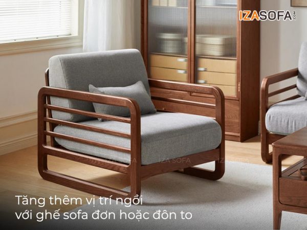 Sofa đơn gỗ sồi hiện đại