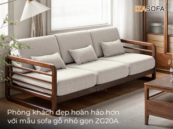 Sofa gỗ màu nâu nhỏ gọn