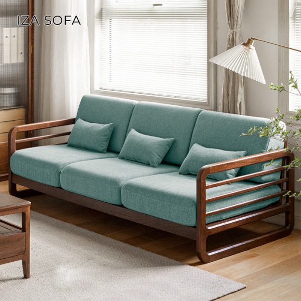 Sofa gỗ sồi màu nâu nhỏ gọn
