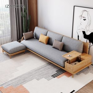 Sofa văng gỗ sồi tay nâng