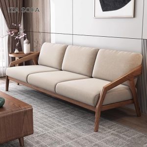 Sofa văng gỗ tay thoải