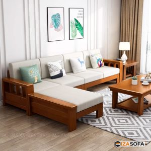 sofa gỗ đẹp kiểu góc L ZG62