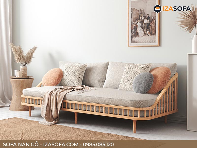 Mẫu sofa gỗ nan dọc hiện đại