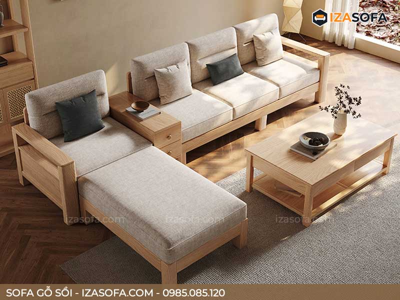 Sofa chữ l gỗ sồi