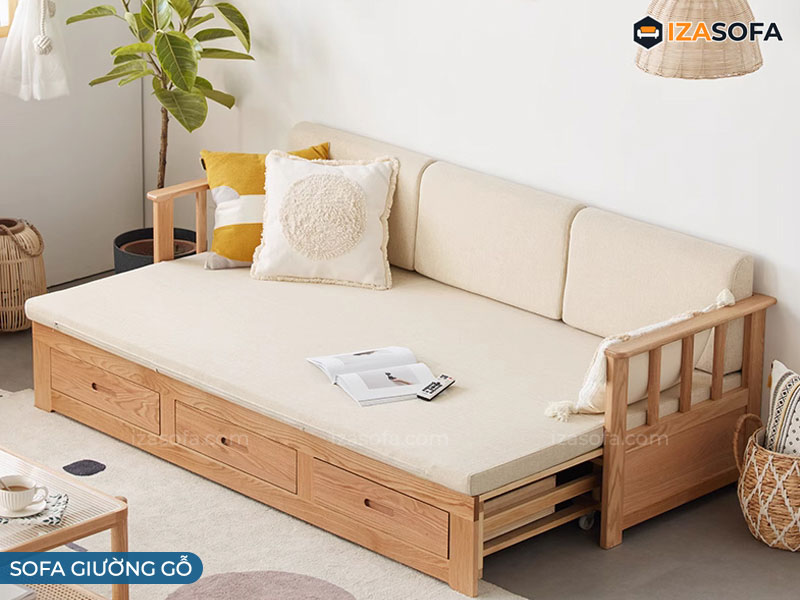 Mẫu ghế sofa giường bằng gỗ