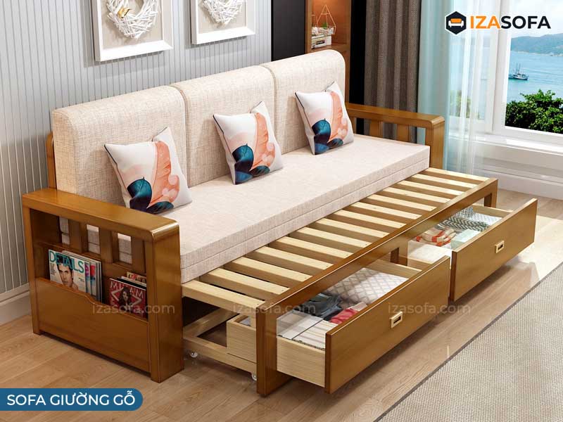 Sofa giường gỗ xoan đào
