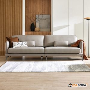 Sofa da kiểu băng dài màu ghi HD205