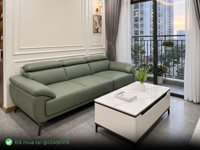 Sofa văng da 3 chỗ ngồi chân cao hiện đại HD281 photo review