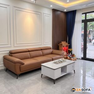 Sofa văng da 3 chỗ ngồi chân cao cho nhà phố HD281